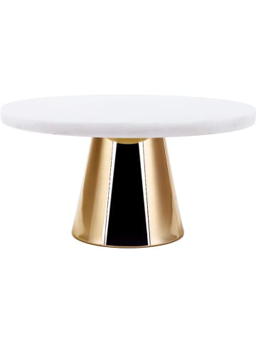 Echtwerk Tortenplatte in Weiß/ Gold - (H)11,3 x Ø 22 cm