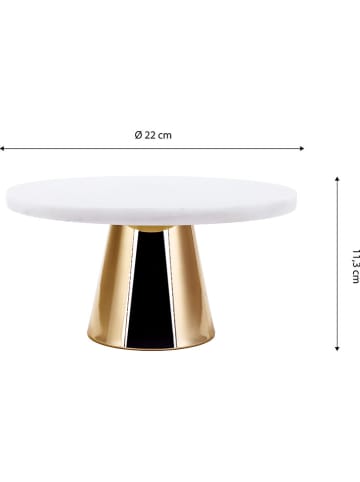 Echtwerk Tortenplatte in Weiß/ Gold - (H)11,3 x Ø 22 cm