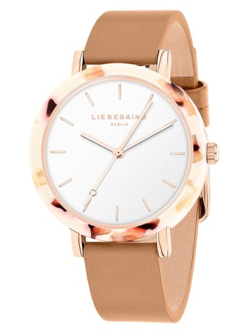 Liebeskind Kwartshorloge lichtbruin/roségoudkleurig/wit