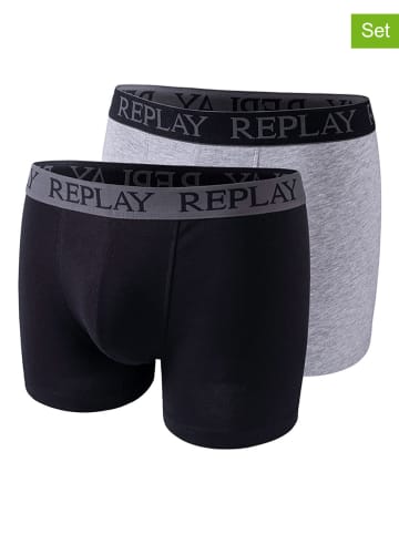 Replay Underwear 2er-Set: Boxershorts in Schwarz/ Grau