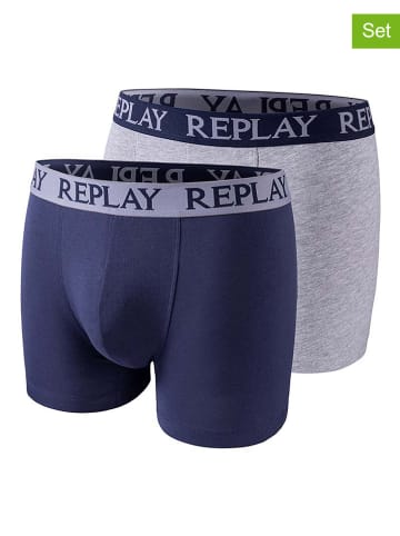 Replay Underwear 2er-Set: Boxershorts in Grau/ Dunkelblau