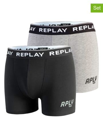 Replay Underwear 2er-Set: Boxershorts in Schwarz/ Grau