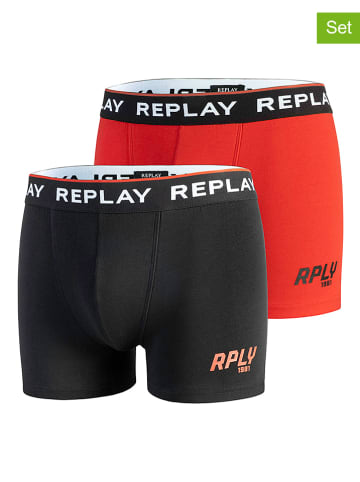 Replay Underwear 2er-Set: Boxershorts in Schwarz/ Rot