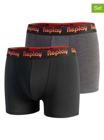 Replay Underwear 2er-Set: Boxershorts in Schwarz/ Grau