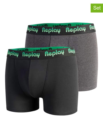 Replay Underwear 2er-Set: Boxershorts in Grau/ Schwarz