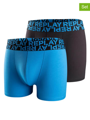 Replay Underwear Bokserki (2 pary) w kolorze czarnym i niebieskim