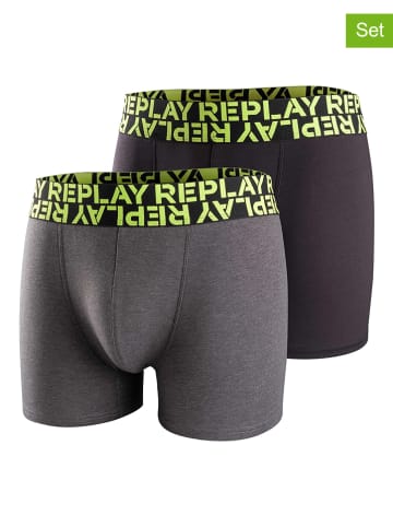 Replay Underwear 2er-Set: Boxershorts in Grau/ Schwarz