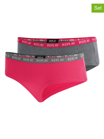 Replay Underwear 2er-Set: Pantys in Pink/ Grau
