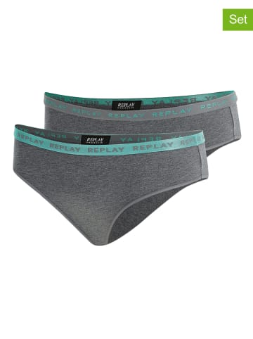 Replay Underwear 2er-Set: Slips in Grau/ Türkis