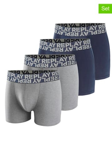 Replay Underwear 4er-Set: Boxershorts in Dunkelblau/ Grau