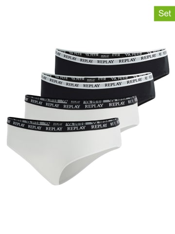 Replay Underwear 4er-Set: Slips in Schwarz/ Weiß