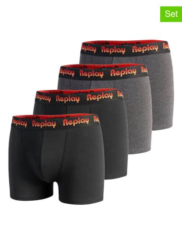 Replay Underwear 4er-Set: Boxershorts in Schwarz/ Grau