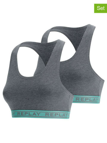 Replay Underwear Topy (2 szt.) w kolorze szaro-turkusowym