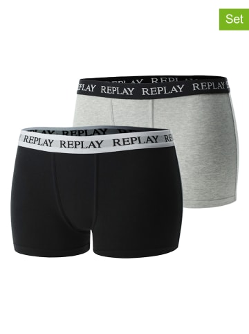 Replay Underwear Pełne figi (2 pary) w kolorze czarno-szarym