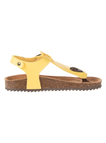 El Naturalista Leren teenslippers geel
