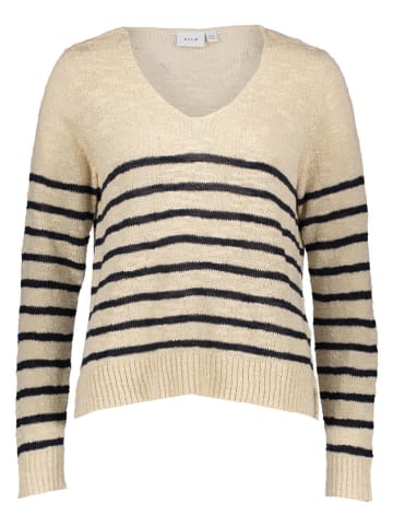 Vila Pullover in Beige/ Dunkelblau