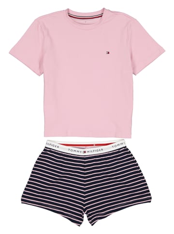 Tommy Hilfiger Piżama w kolorze jasnoróżowo-czarnym