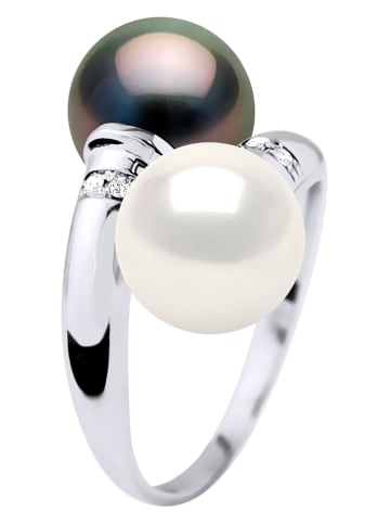 Pearl Addict Witgouden ring met diamanten en parels