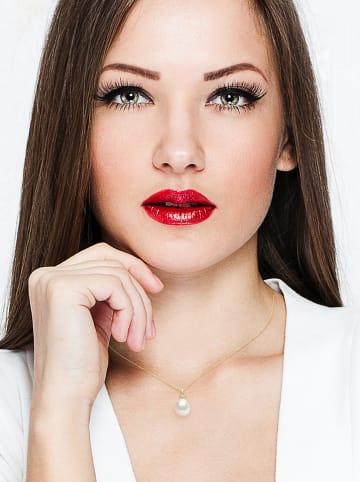 Pearline Gold-Halskette mit Diamanten und Perle - (L)42 cm