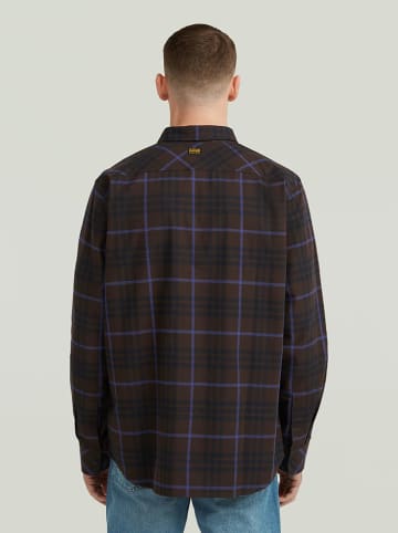 G-Star Hemd in Dunkelbraun/ Blau