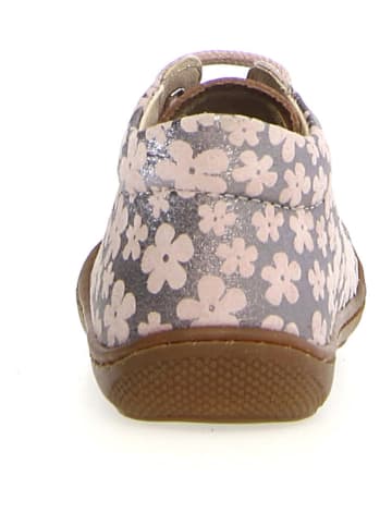 Naturino Skórzane buty "Cocoon" w kolorze srebrno-jasnoróżowym do nauki chodzenia