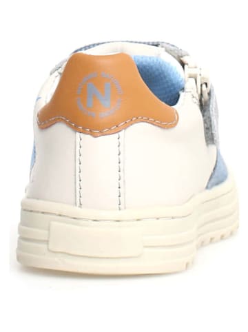 Naturino Leder-Sneakers "Hess" in Weiß/ Hellblau
