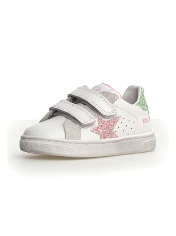 Naturino Skórzane sneakersy "Pinn" w kolorze biało-zielono-jasnoróżowym