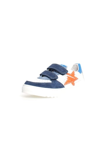 Naturino Leren sneakers "Hess 2" wit/donkerblauw/oranje