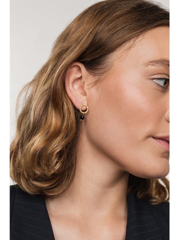 Ania Kruk Pozłacane kolczyki-wkrętki z onyksami