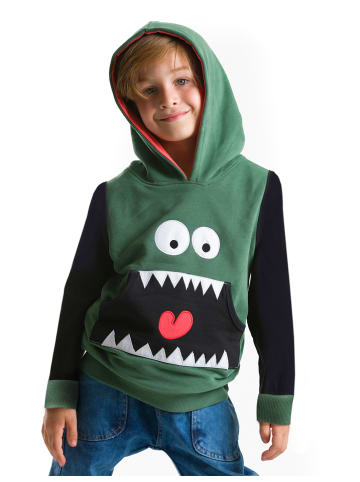 Denokids Hoodie "Toothy" in Grün/ Schwarz