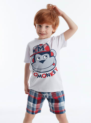 Denokids 2-częściowy zestaw "Monkey" w kolorze czerwono-biało-niebieskim