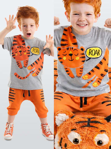 Denokids 2-częściowy zestaw "Roar Tiger" w kolorze szaro-pomarańczowym
