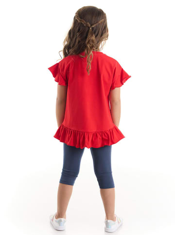 Denokids 2-delige outfit "Kitty" rood/donkerblauw