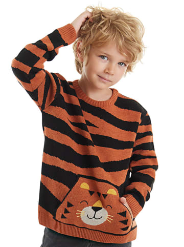 Denokids Sweter "Tiger" w kolorze jasnobrązowym