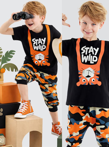 Denokids 2-delige outfit "Stay Wild" zwart/meerkleurig