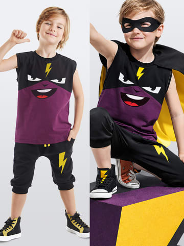 Denokids 2-delige outfit "Thunder Mask" zwart/paars