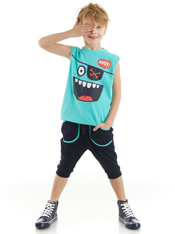 Denokids 2tlg. Outfit "Ahoy" in Türkis/ Schwarz