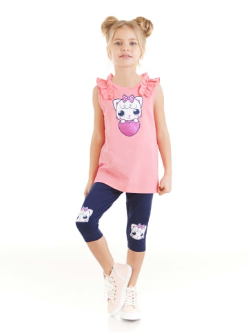 Denokids 2tlg. Outfit "Cat Heart" in Rosa/ Dunkelblau