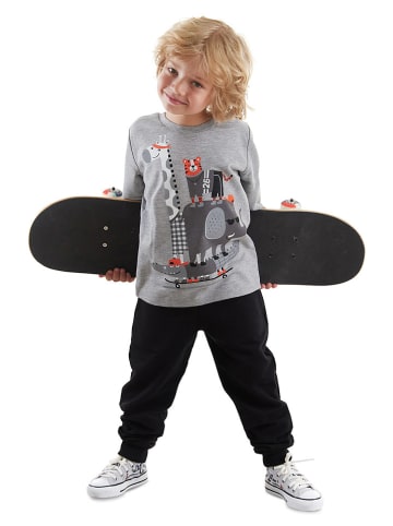 Denokids 2-delige outfit "Animals Team" grijs/zwart