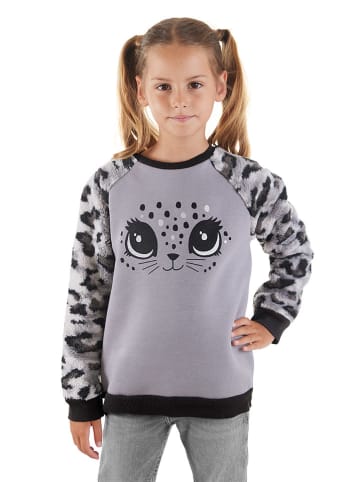 Denokids Bluza "Plush Leopard" w kolorze szarym