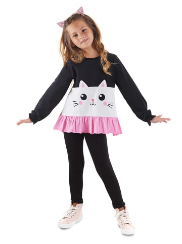 Denokids 2-delige outfit "Frilled Cat" zwart