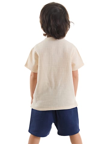 Denokids 2-częściowy zestaw "Handsome Muslin" w kolorze beżowo-granatowym