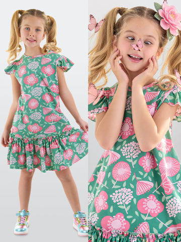 Denokids Kleid "Pink Flowers" in Grün/ Pink
