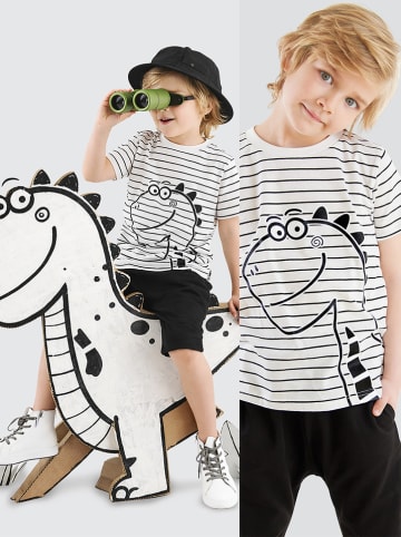 Denokids 2-częściowy zestaw "Dino Striped" w kolorze biało-czarnym