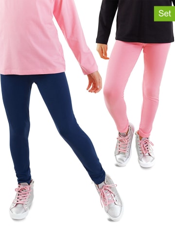 Denokids 2er-Set: Leggings in Schwarz/ Rosa