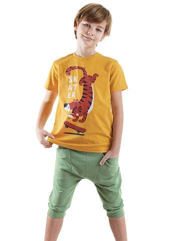 Denokids 2-delige outfit geel/groen