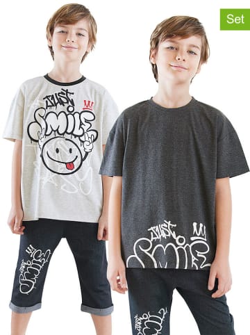 Denokids 2-delige set: shirts antraciet/grijs