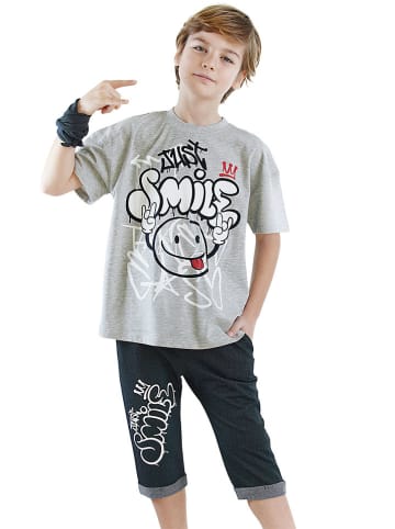 Denokids 2-delige outfit grijs/zwart