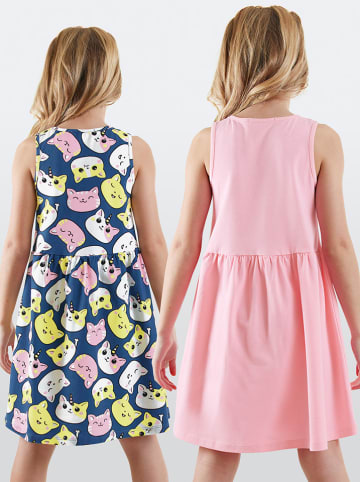 Denokids 2-delige set: jurken lichtroze/meerkleurig