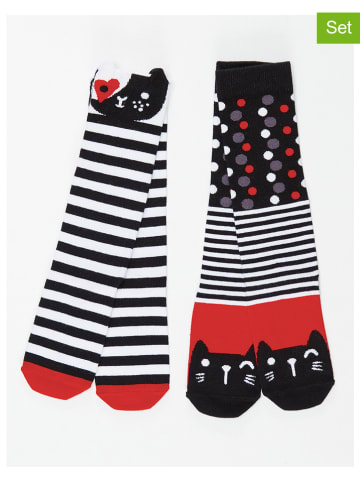 Denokids 2er-Set: Kniestrümpfe in Schwarz/ Weiß/ Rot